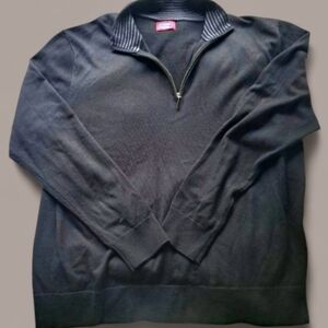 UNTUCKit Men's XLarge Black 100% Extra Fine Merino Wool 1/4 Zip Pullover Sweater